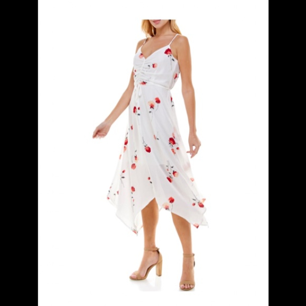 ROW A Floral Handkerchief Hem Sleeveless Dress